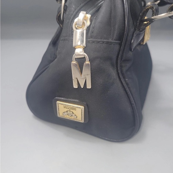 Moschino Black Satchel with Gold Accents